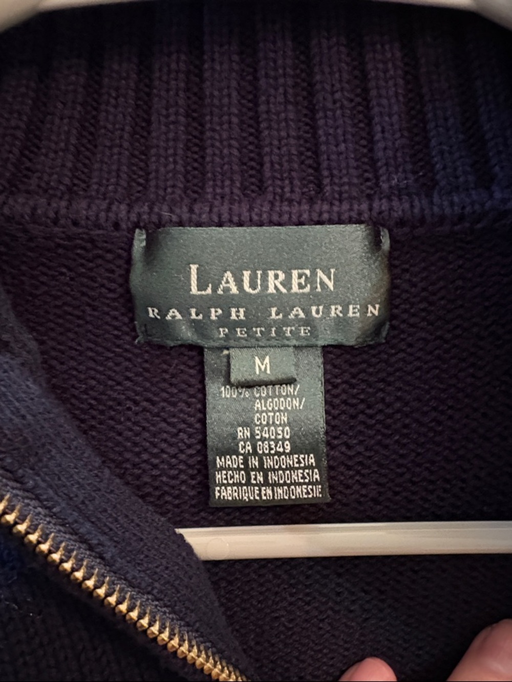 Ralph Lauren sweater Navy Half-Zip Crest Pullover Medium Petite EUC - cotton - Picture 2 of 11